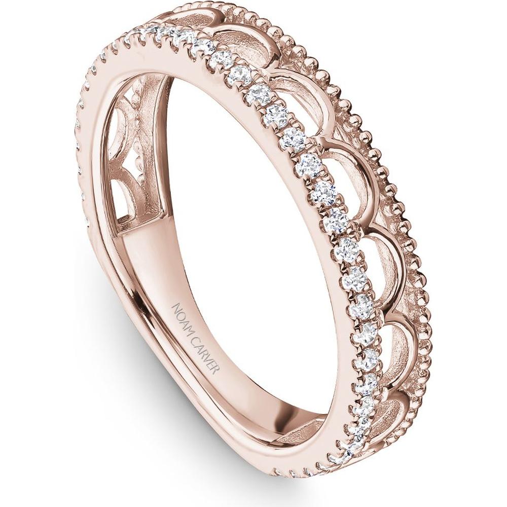 Noam Carver 14K Rose Gold Stackable Wedding Band with Round Cut Diamonds - 0.22 Carat Total Diamond Weight