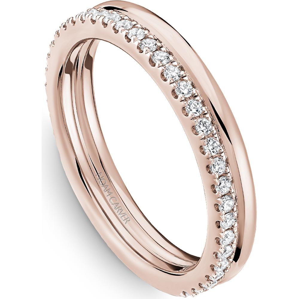 Noam Carver 14K Rose Gold Stackable Wedding Band with Round Cut Diamonds - 0.24 Carat Total Diamond Weight