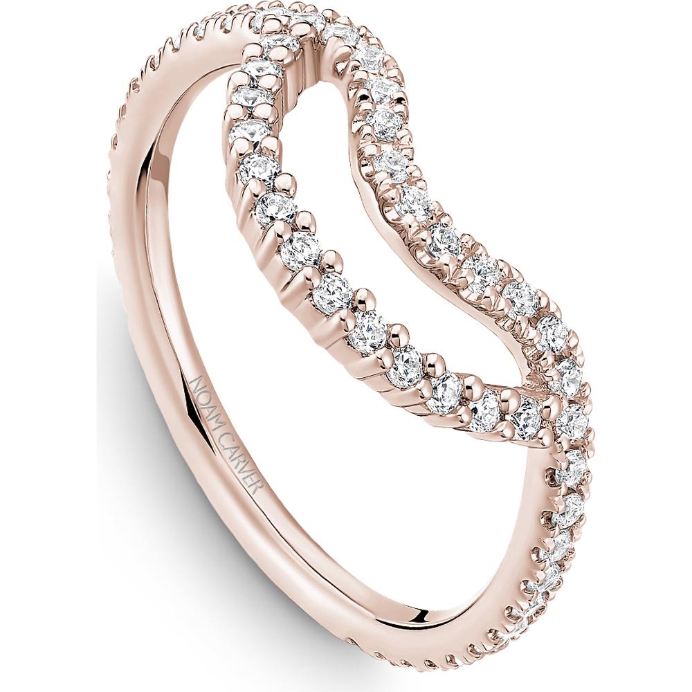 Noam Carver 14K Rose Gold Stackable Wedding Band with Round Cut Diamonds - 0.35 Carat Total Diamond Weight