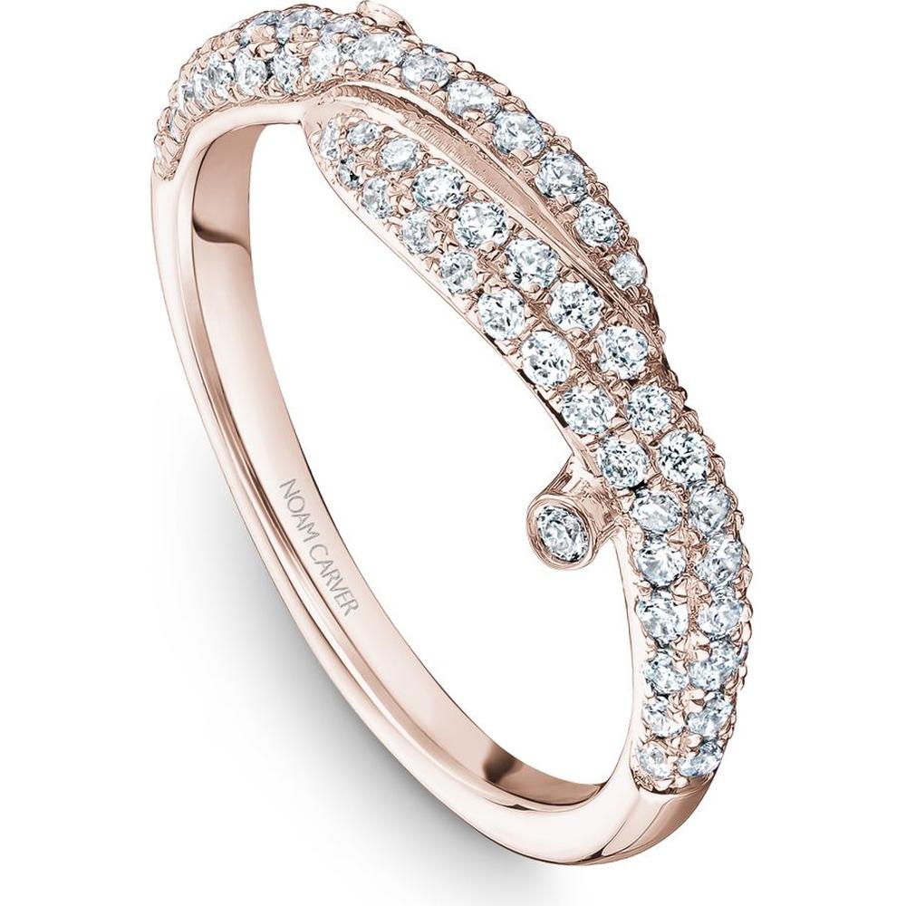 Noam Carver 14K Rose Gold Stackable Wedding Band with Round Cut Diamonds - 0.52 Carat Total Diamond Weight