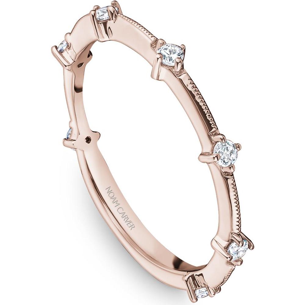 Noam Carver 14K Rose Gold Stackable Wedding Band with Round Diamonds - 0.15 Carat Total Diamond Weight