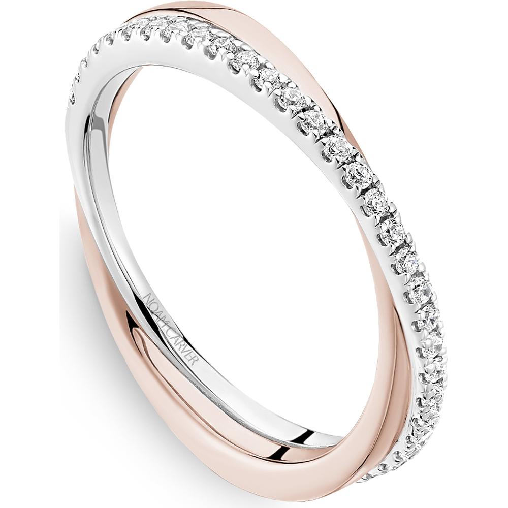 Noam Carver 14K White and Rose Gold Stackable Wedding Band with Round Cut Diamonds - 0.22 Carat Total Diamond Weight