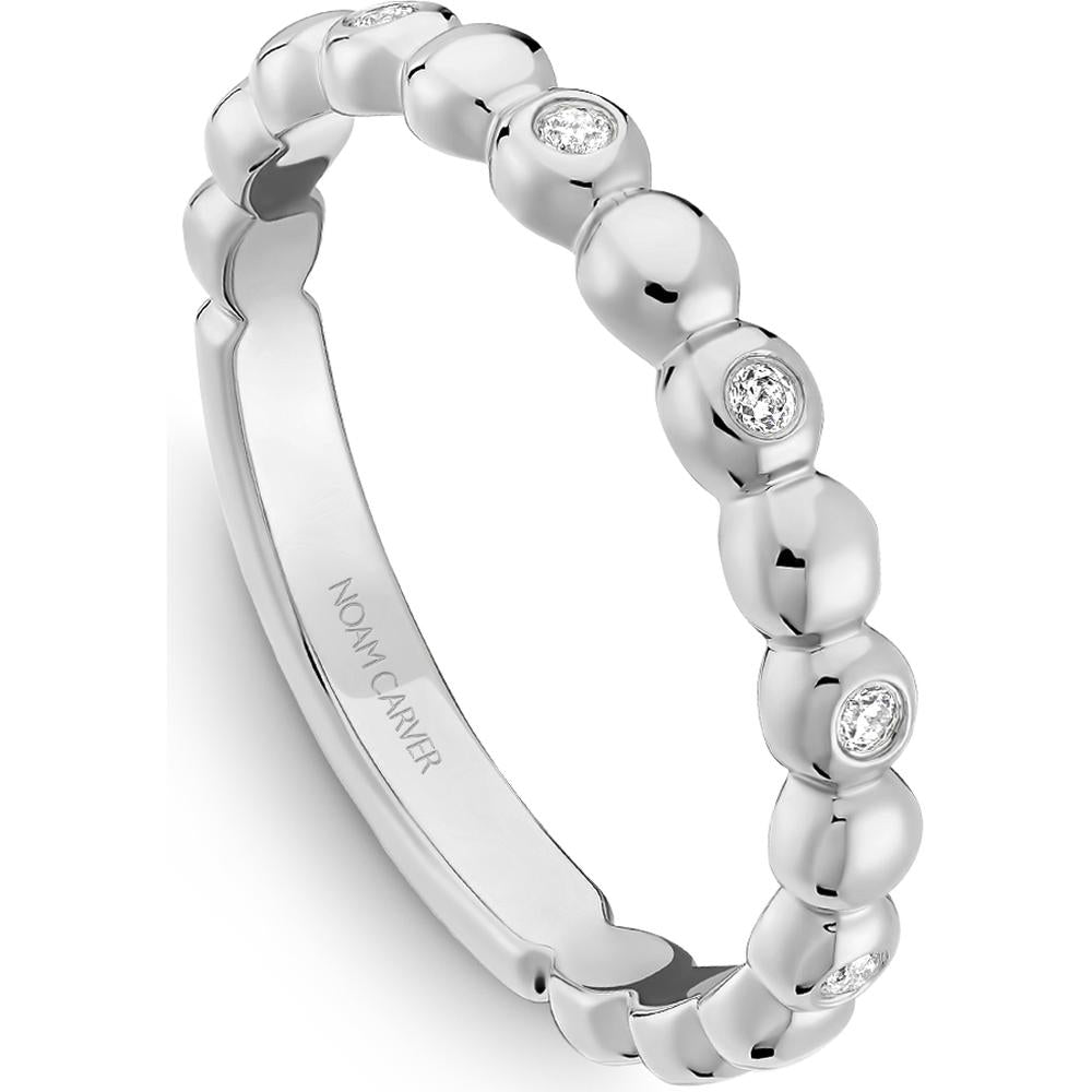 Noam Carver 14K White Gold Stackable Wedding Band with 7 Round-Cut Diamonds - 0.06 Carat Total Diamond Weight