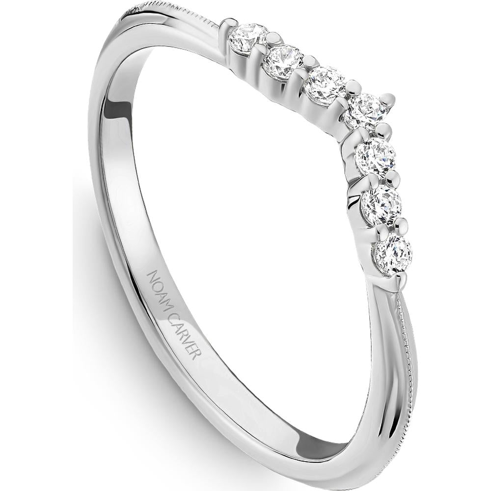 Noam Carver 14K White Gold Stackable Wedding Band with 7 Round-Cut Diamonds - 0.13 Carat Total Diamond Weight