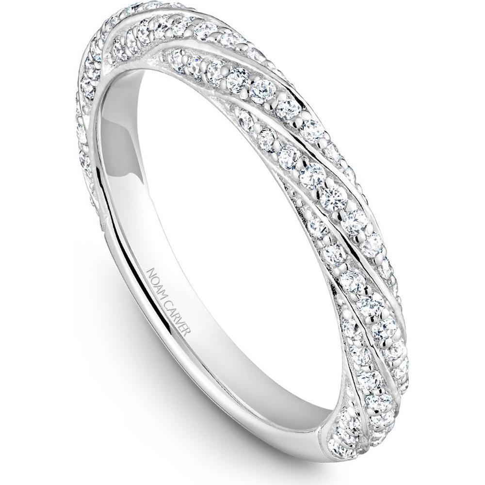 Noam Carver 14K White Gold Stackable Wedding Band with 86 Round Cut Diamonds - 0.52 Carat Total Diamond Weight