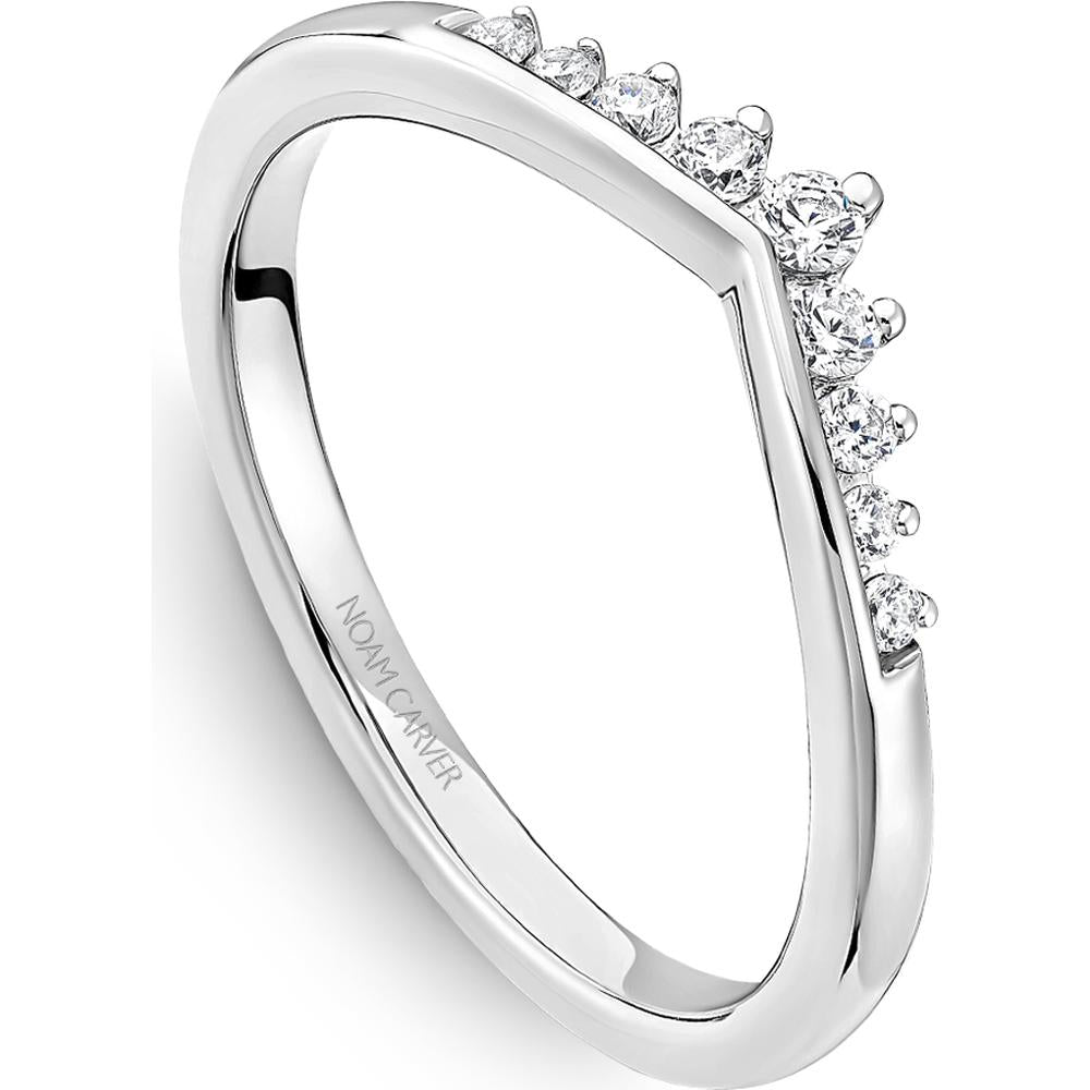 Noam Carver 14K White Gold Stackable Wedding Band with 9 Round-Cut Diamonds - 0.13 Carat Total Diamond Weight