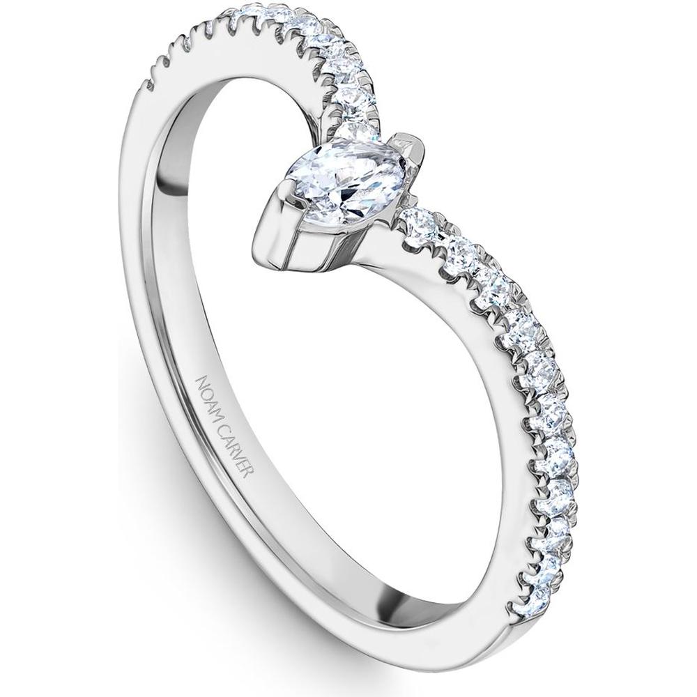 Noam Carver 14K White Gold Stackable Wedding Band with Marquise and Round Cut Diamonds - 0.22 Carat Total Diamond Weight