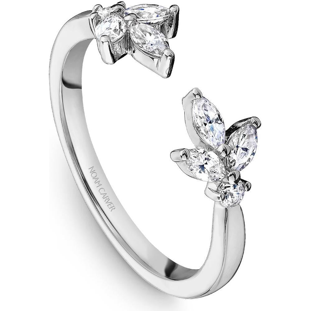 Noam Carver 14K White Gold Stackable Wedding Band with Marquise and Round Cut Diamonds - 0.41 Carat Total Diamond Weight