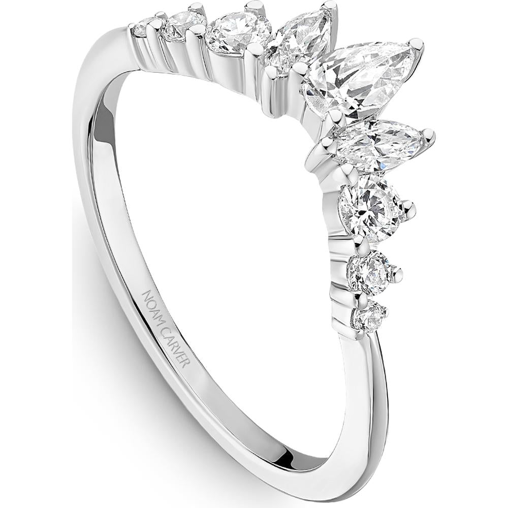 Noam Carver 14K White Gold Stackable Wedding Band with Marquise, Pear, and Round Cut Diamonds - 0.65 Carat Total Diamond Weight