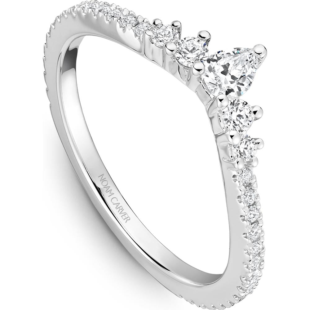 Noam Carver 14K White Gold Stackable Wedding Band with Pear-Cut and Round Diamonds - 0.35 Carat Total Diamond Weight