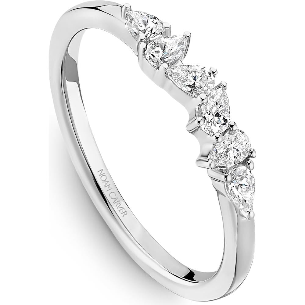 Noam Carver 14K White Gold Stackable Wedding Band with Pear Cut Diamonds - 0.33 Carat Total Diamond Weight