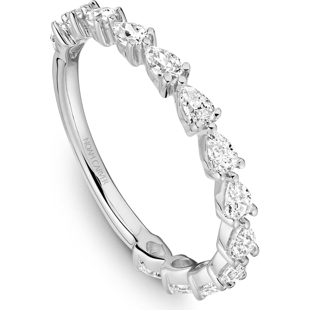 Noam Carver 14K White Gold Stackable Wedding Band with Pear-Cut Diamonds - 0.71 Carat Total Diamond Weight
