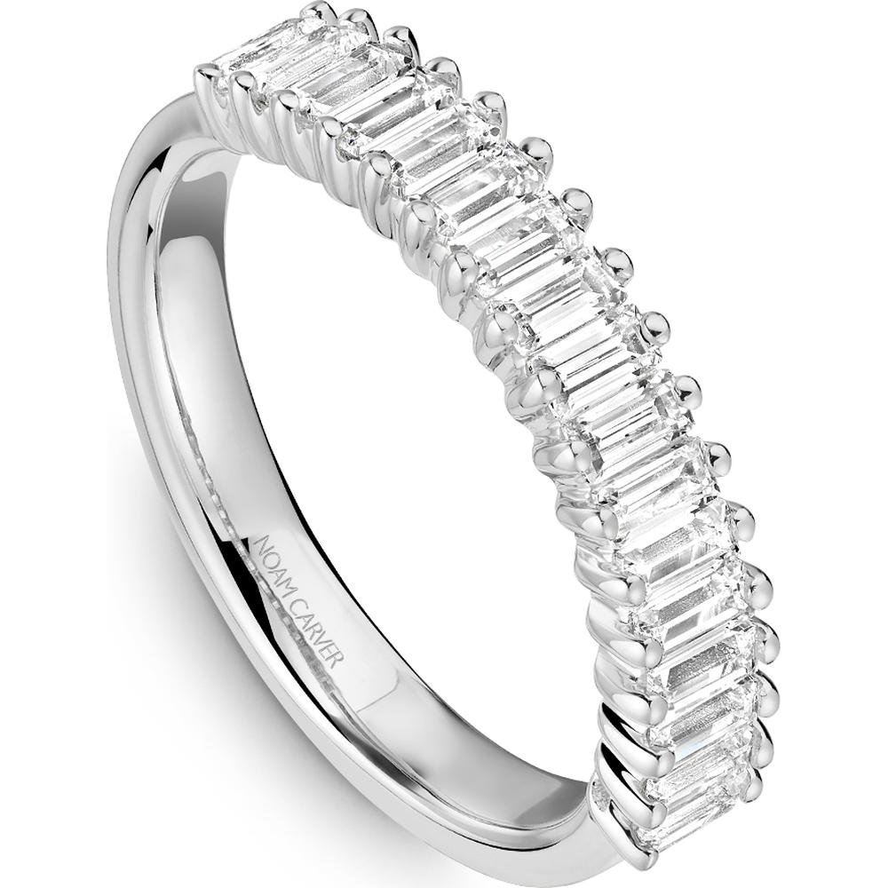 Noam Carver 14K White Gold Stackable Wedding Band with Prong Set Baguette-Cut Diamonds - 0.85 Carat Total Diamond Weight