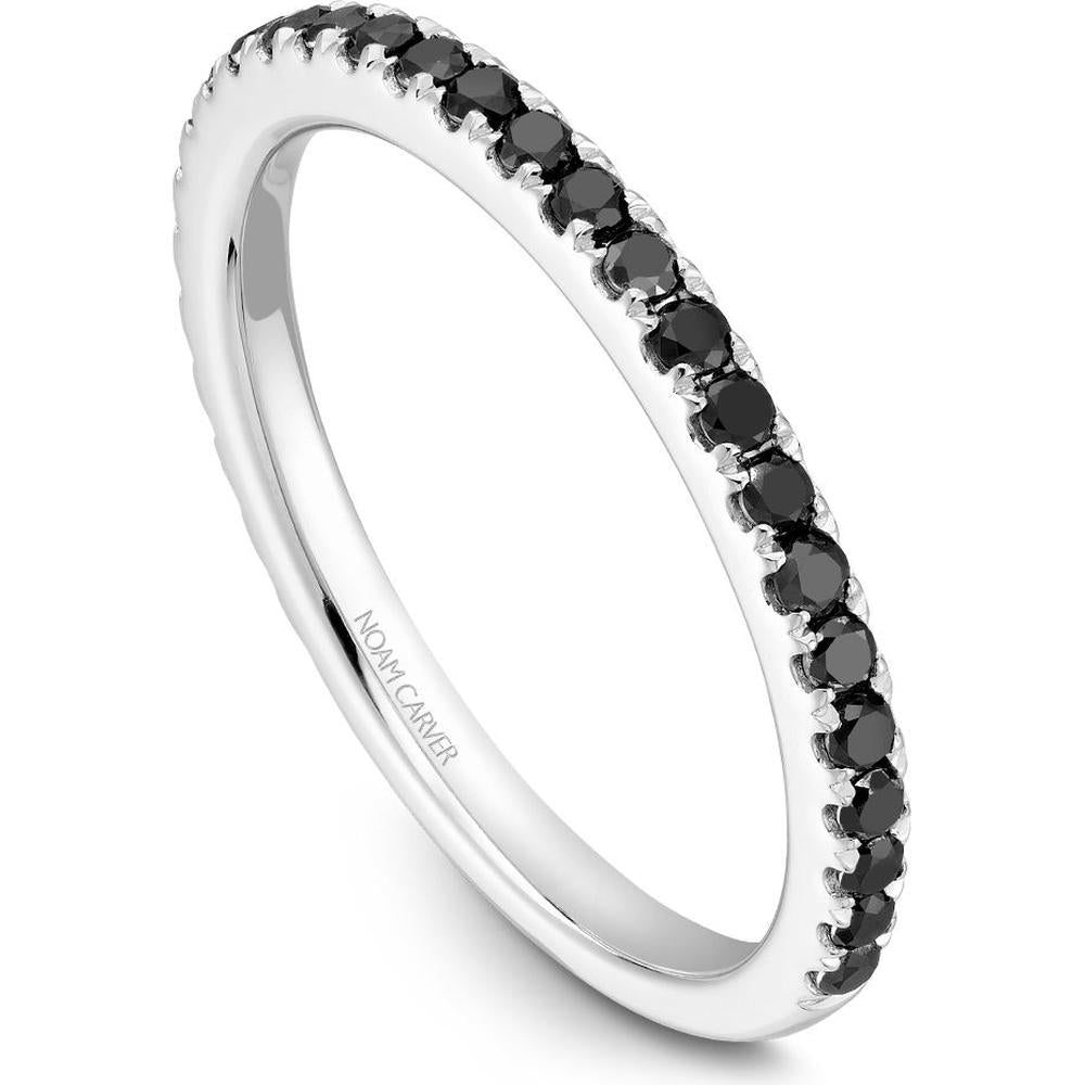 Noam Carver 14K White Gold Stackable Wedding Band with Round Cut Black Diamonds - 0.43 Carat Total Diamond Weight