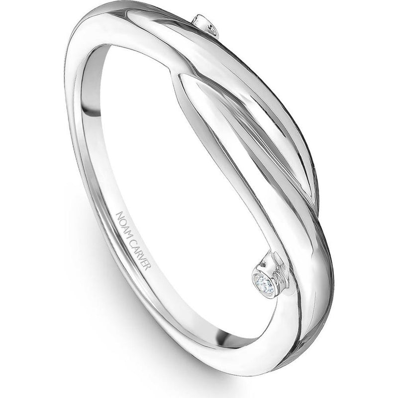 Noam Carver 14K White Gold Stackable Wedding Band with Round Cut Diamonds - 0.01 Carat Total Diamond Weight