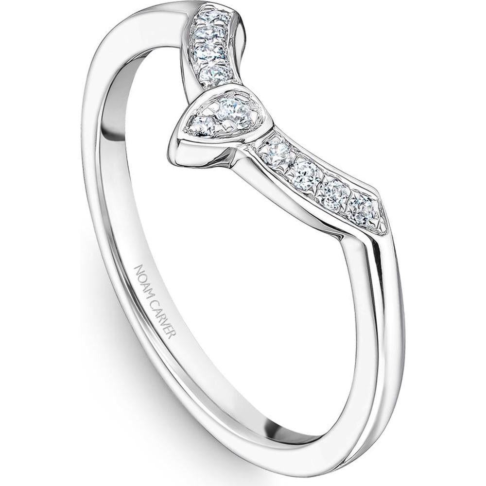 Noam Carver 14K White Gold Stackable Wedding Band with Round-Cut Diamonds - 0.08 Carat Total Diamond Weight