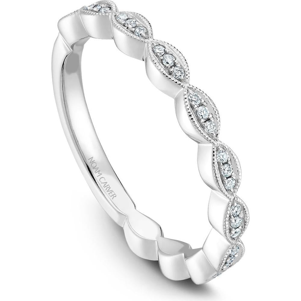 Noam Carver 14K White Gold Stackable Wedding Band with Round-Cut Diamonds - 0.1 Carat Total Diamond Weight