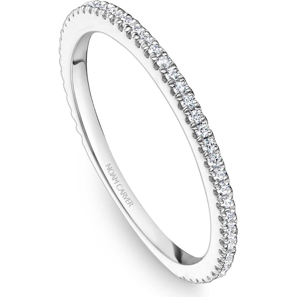 Noam Carver 14K White Gold Stackable Wedding Band with Round Cut Diamonds - 0.14 Carat Total Diamond Weight