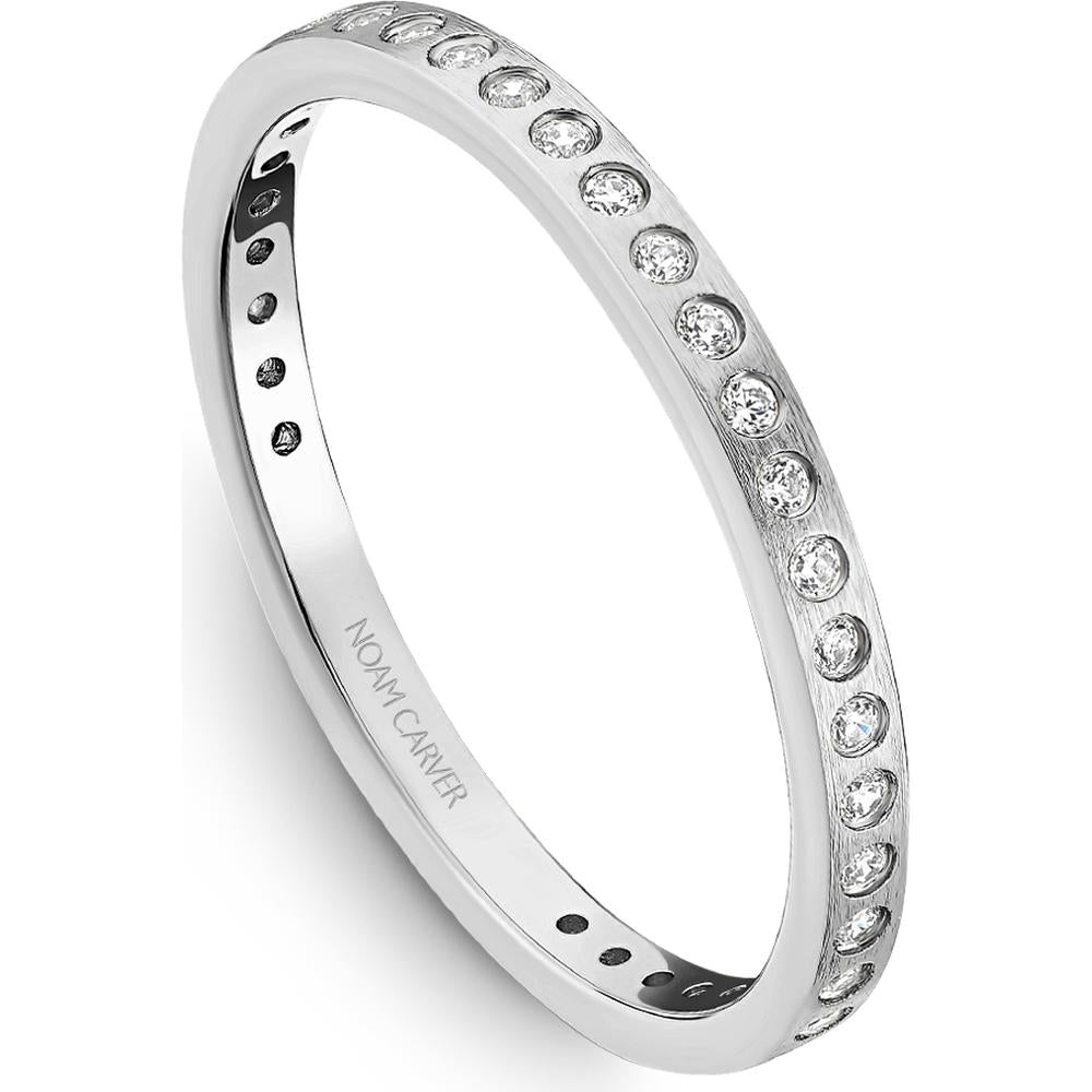 Noam Carver 14K White Gold Stackable Wedding Band with Round Cut Diamonds - 0.17 Carat Total Diamond Weight