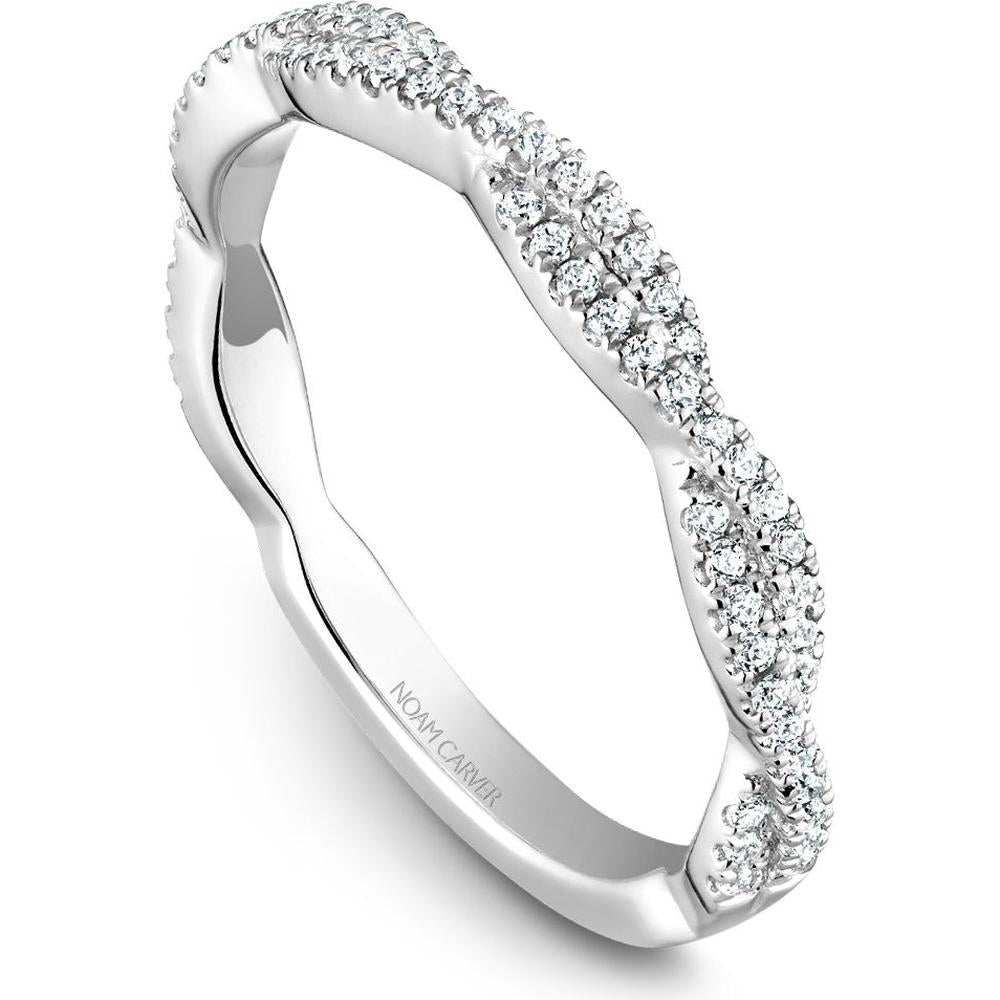 Noam Carver 14K White Gold Stackable Wedding Band with Round Cut Diamonds - 0.2 Carat Total Diamond Weight