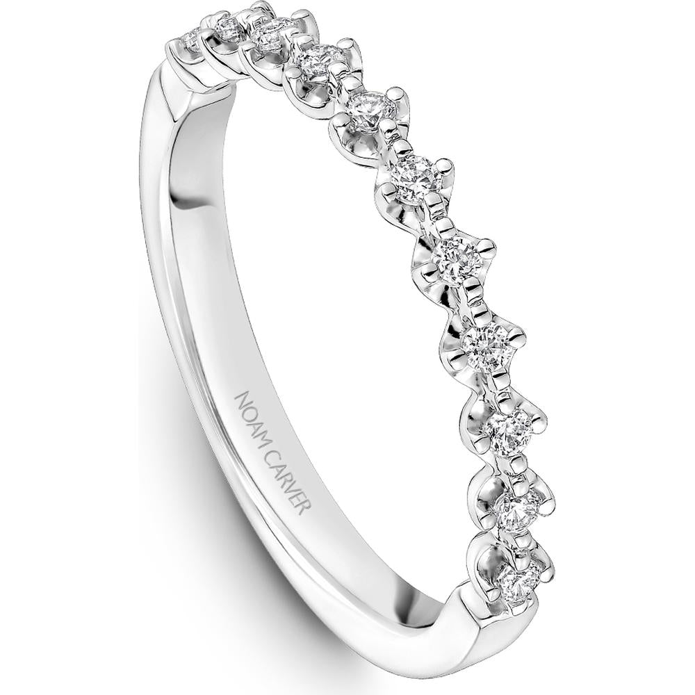 Noam Carver 14K White Gold Stackable Wedding Band with Round-Cut Diamonds - 0.2 Carat Total Diamond Weight