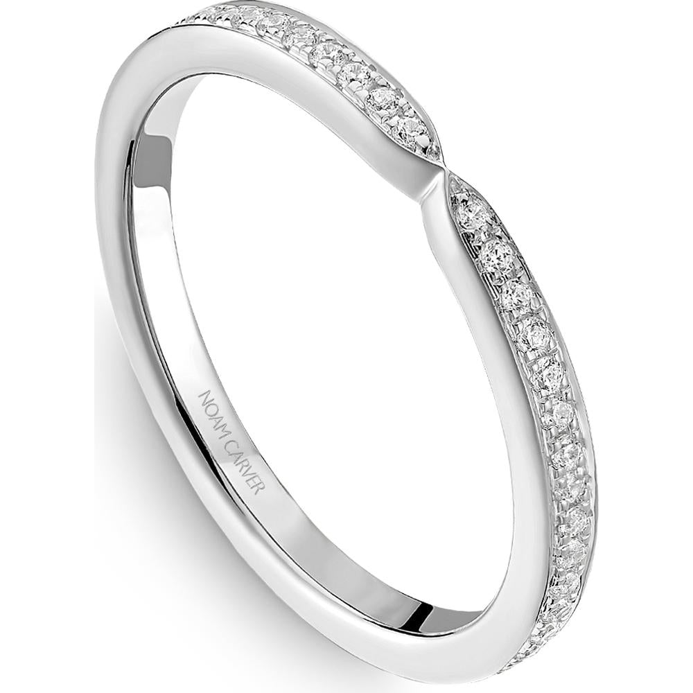 Noam Carver 14K White Gold Stackable Wedding Band with Round Cut Diamonds - 0.2 Carat Total Diamond Weight