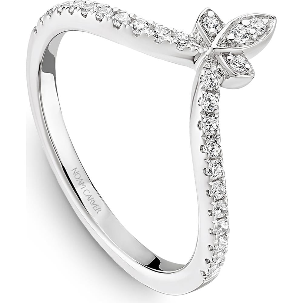 Noam Carver 14K White Gold Stackable Wedding Band with Round Cut Diamonds - 0.21 Carat Total Diamond Weight