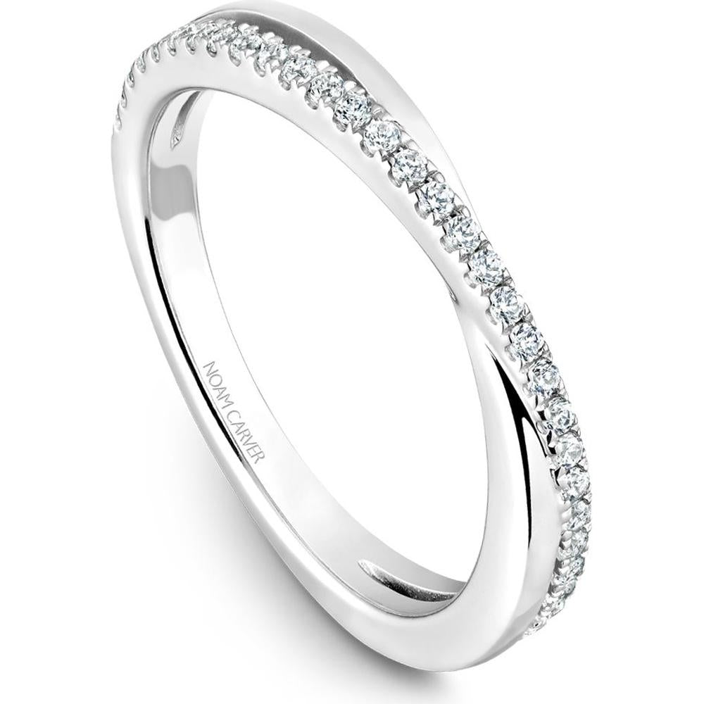 Noam Carver 14K White Gold Stackable Wedding Band with Round Cut Diamonds - 0.22 Carat Total Diamond Weight