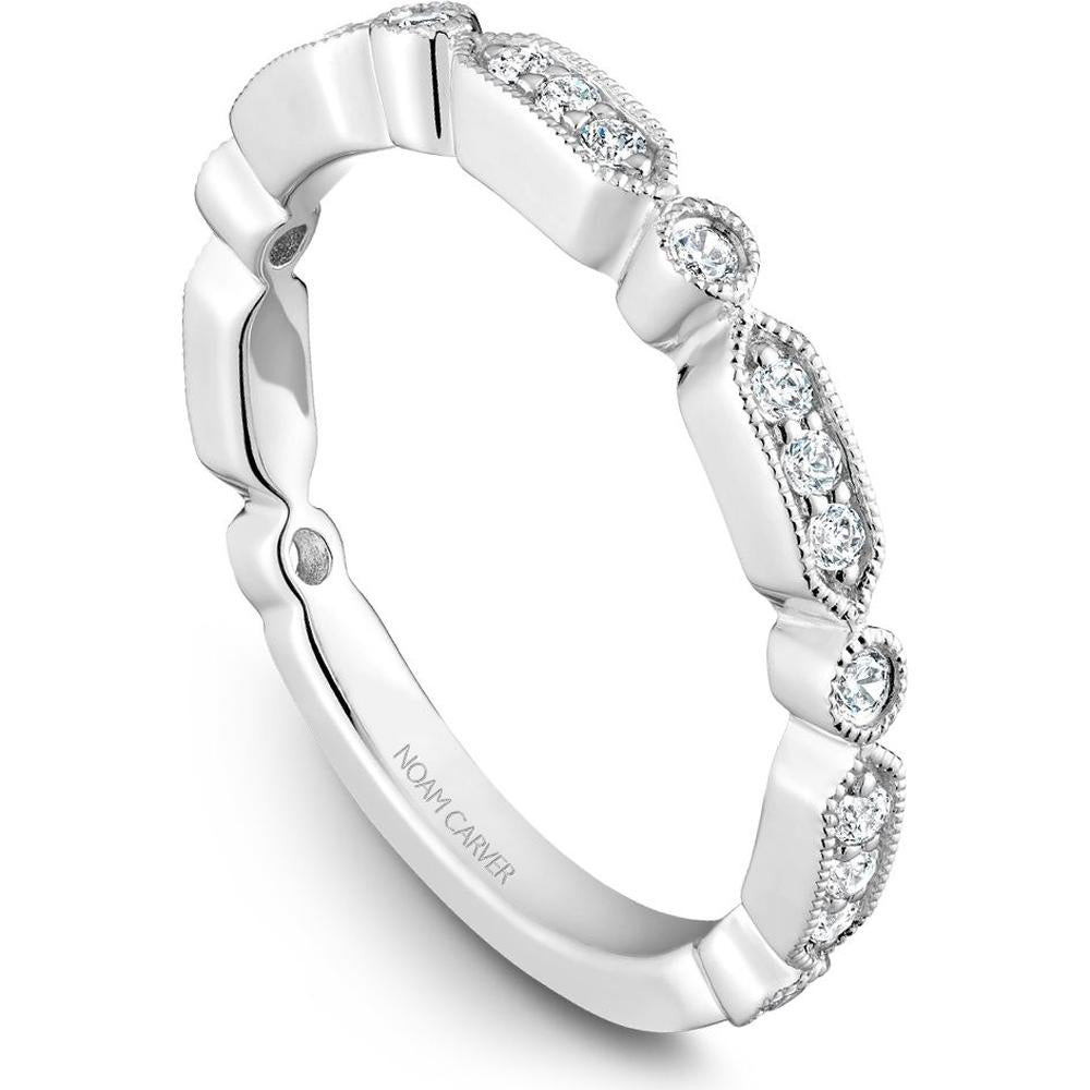 Noam Carver 14K White Gold Stackable Wedding Band with Round-Cut Diamonds - 0.22 Carat Total Diamond Weight