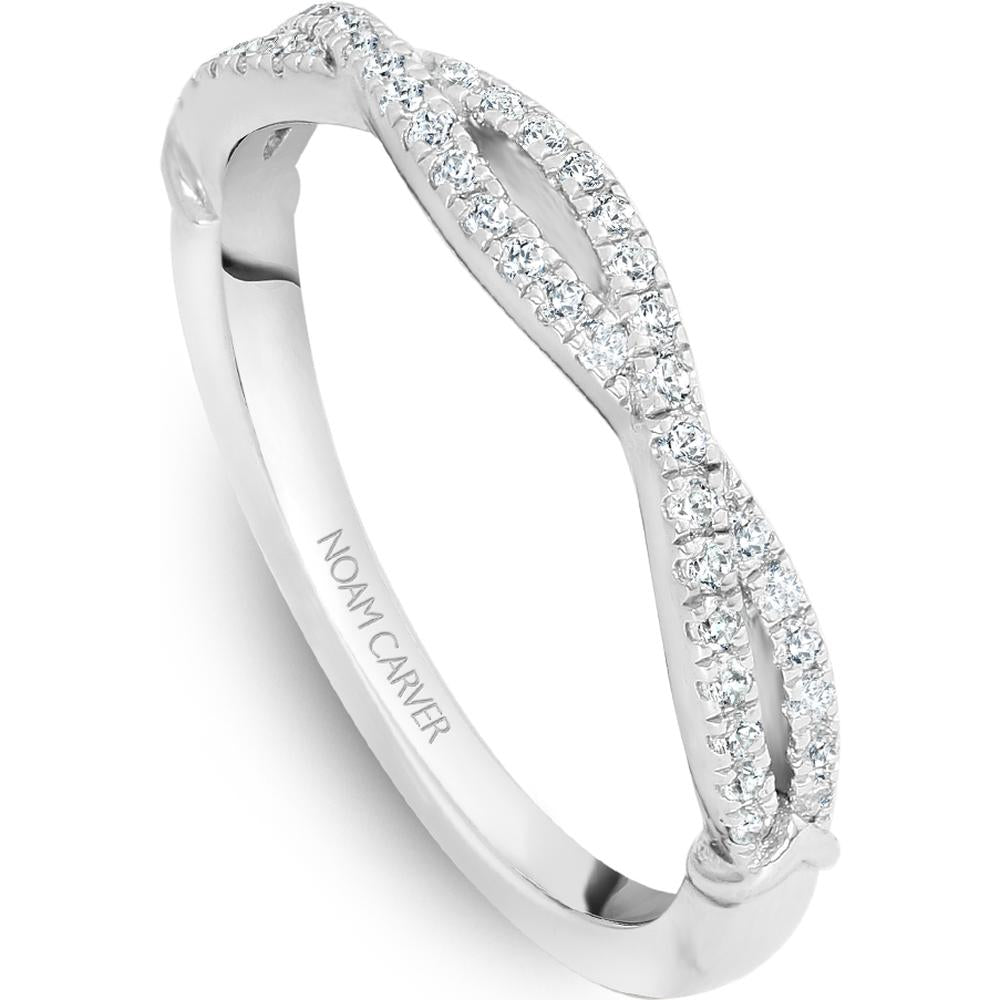 Noam Carver 14K White Gold Stackable Wedding Band with Round Cut Diamonds - 0.23 Carat Total Diamond Weight