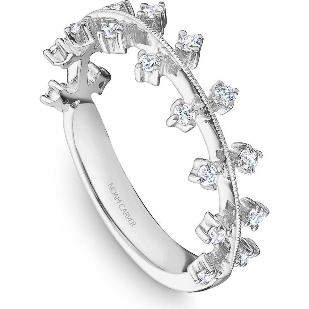 Noam Carver 14K White Gold Stackable Wedding Band with Round Cut Diamonds - 0.25 Carat Total Diamond Weight