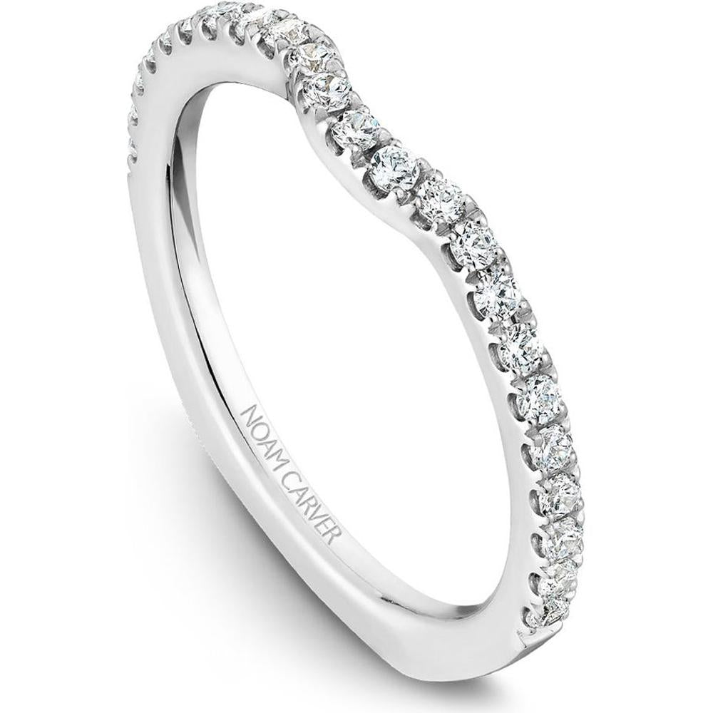 Noam Carver 14K White Gold Stackable Wedding Band with Round Cut Diamonds - 0.28 Carat Total Diamond Weight