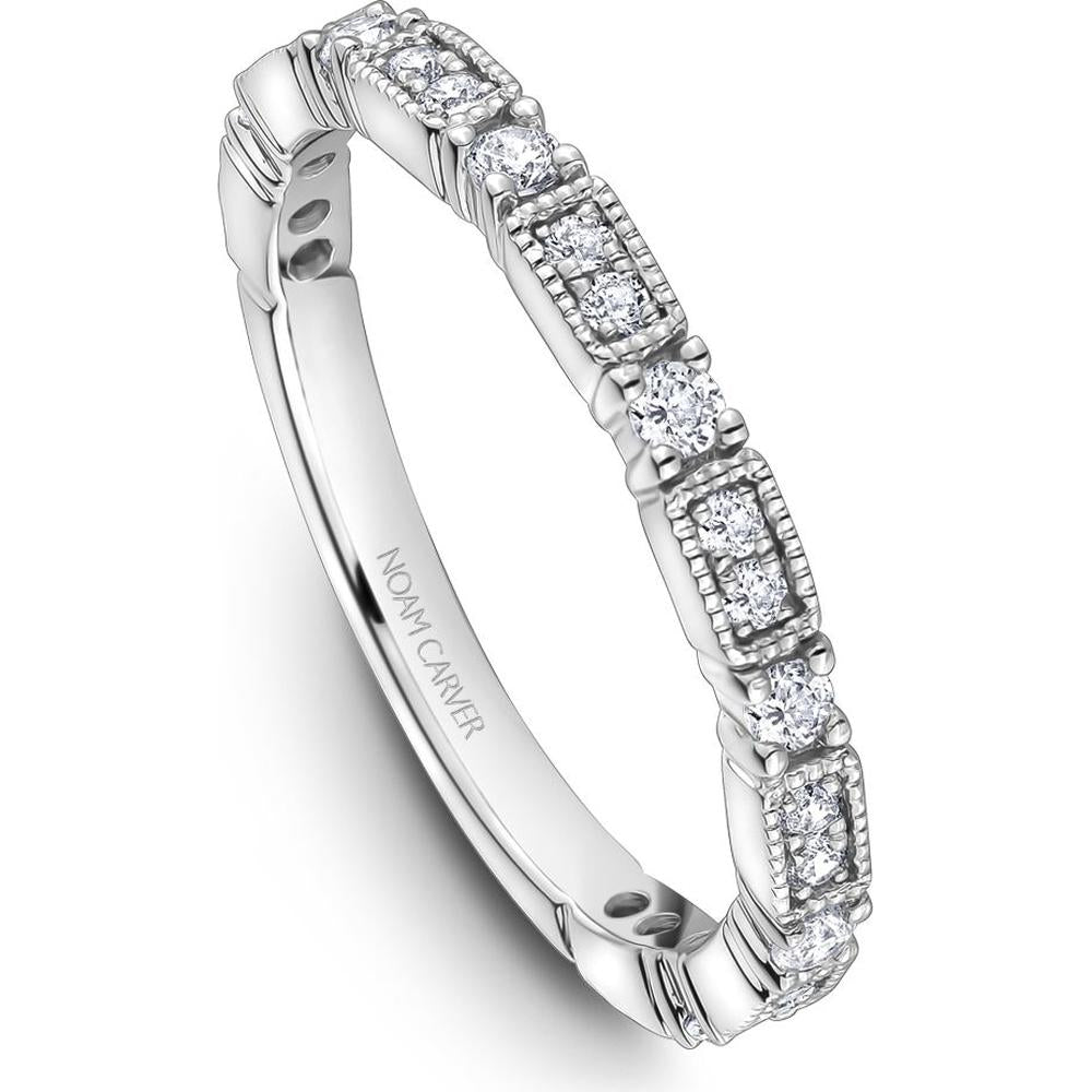 Noam Carver 14K White Gold Stackable Wedding Band with Round-Cut Diamonds - 0.32 Carat Total Diamond Weight