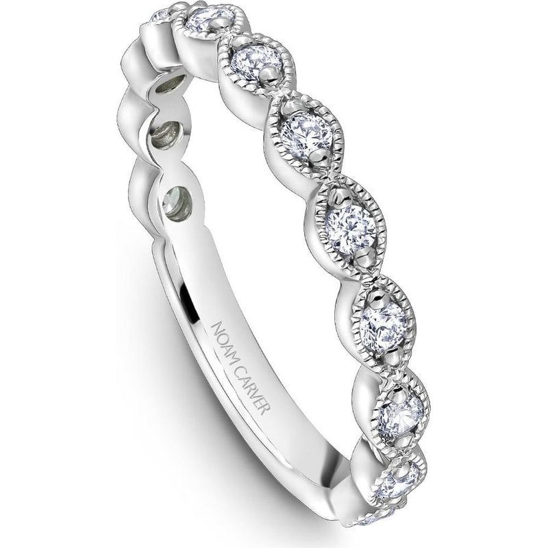 Noam Carver 14K White Gold Stackable Wedding Band with Round Cut Diamonds - 0.34 Carat Total Diamond Weight