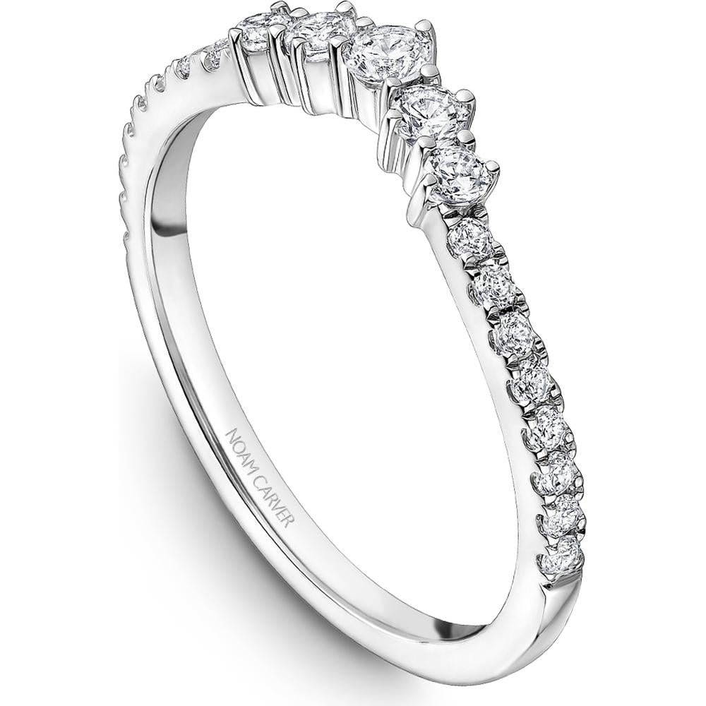 Noam Carver 14K White Gold Stackable Wedding Band with Round Cut Diamonds - 0.35 Carat Total Diamond Weight