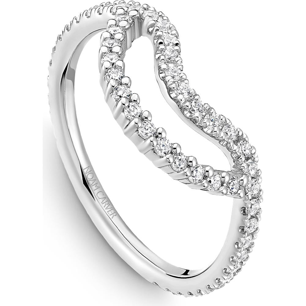 Noam Carver 14K White Gold Stackable Wedding Band with Round Cut Diamonds - 0.35 Carat Total Diamond Weight