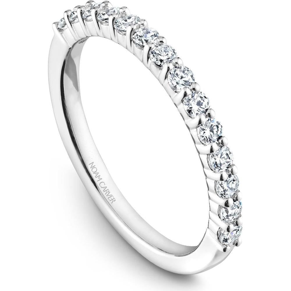 Noam Carver 14K White Gold Stackable Wedding Band with Round Cut Diamonds - 0.39 Carat Total Diamond Weight