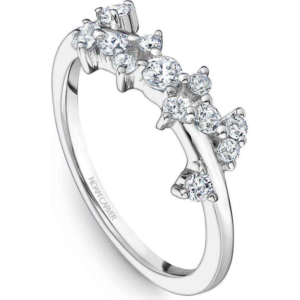 Noam Carver 14K White Gold Stackable Wedding Band with Round Cut Diamonds - 0.4 Carat Total Diamond Weight