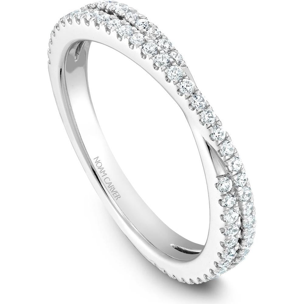 Noam Carver 14K White Gold Stackable Wedding Band with Round Cut Diamonds - 0.4 Carat Total Diamond Weight