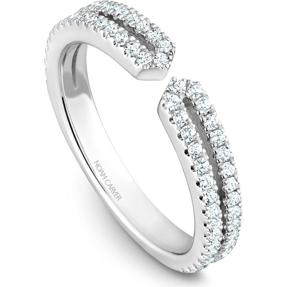 Noam Carver 14K White Gold Stackable Wedding Band with Round Cut Diamonds - 0.4 Carat Total Diamond Weight