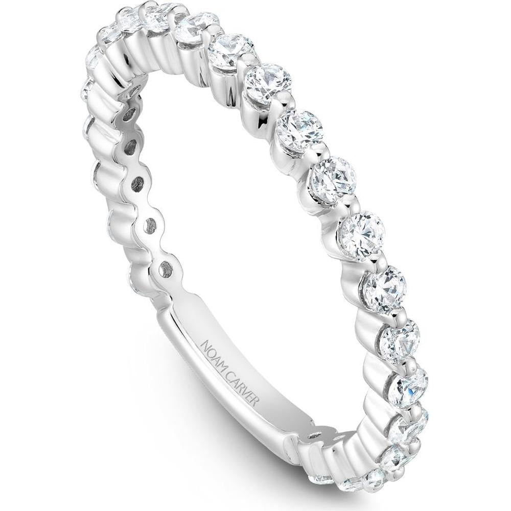 Noam Carver 14K White Gold Stackable Wedding Band with Round Cut Diamonds - 0.64 Carat Total Diamond Weight