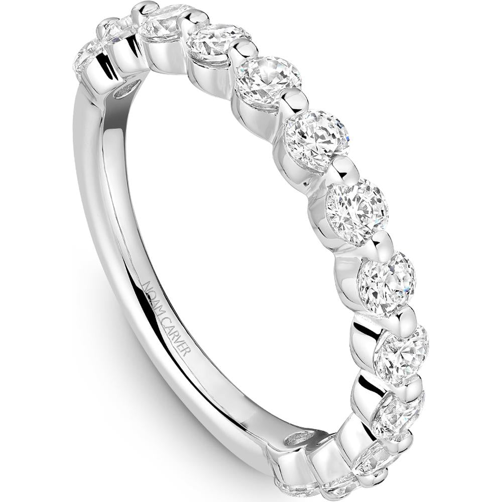 Noam Carver 14K White Gold Stackable Wedding Band with Round Cut Diamonds - 1.04 Carat Total Diamond Weight