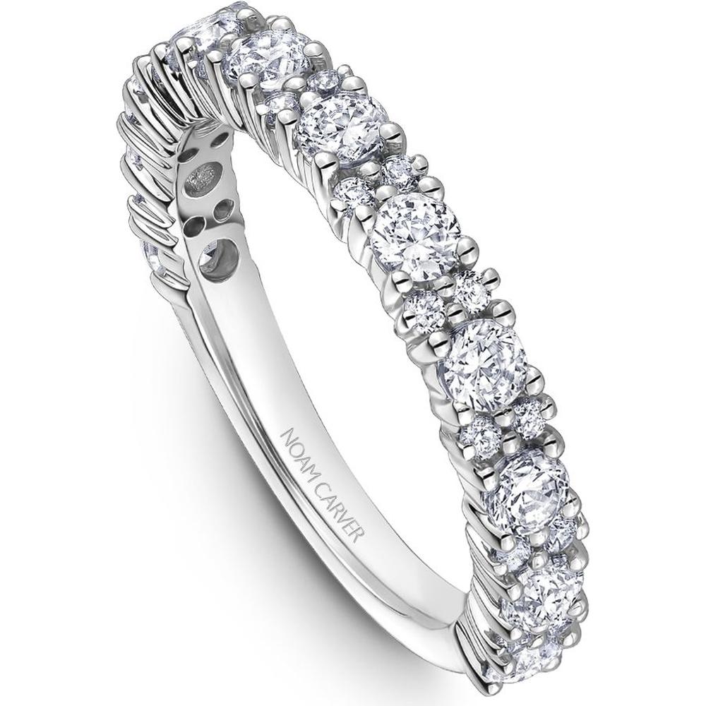Noam Carver 14K White Gold Stackable Wedding Band with Round Cut Diamonds - 1.06 Carat Total Weight