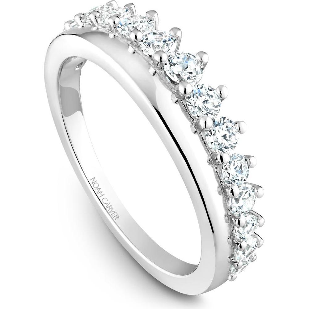 Noam Carver 14K White Gold Stackable Wedding Band with Round Diamonds - 0.72 Carat Total Diamond Weight