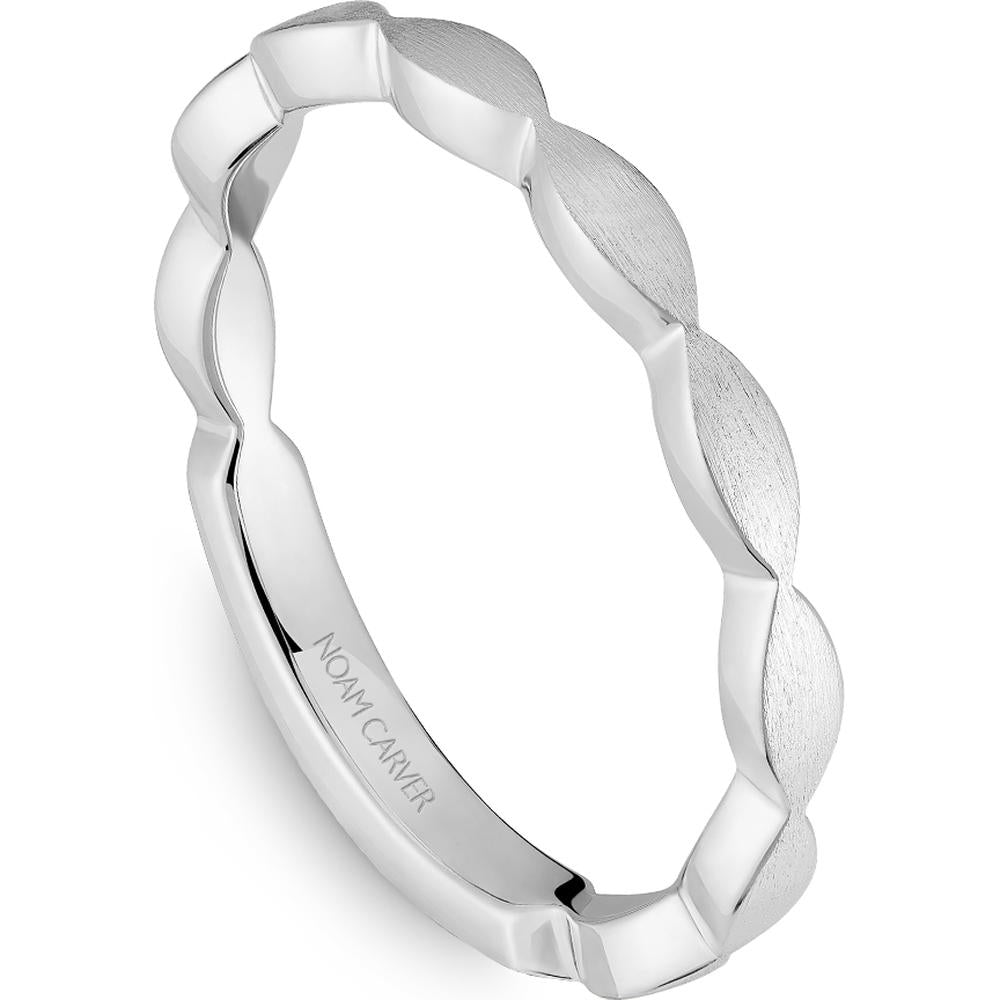Noam Carver 14K White Gold Stackable Wedding Band with Scalloped Design