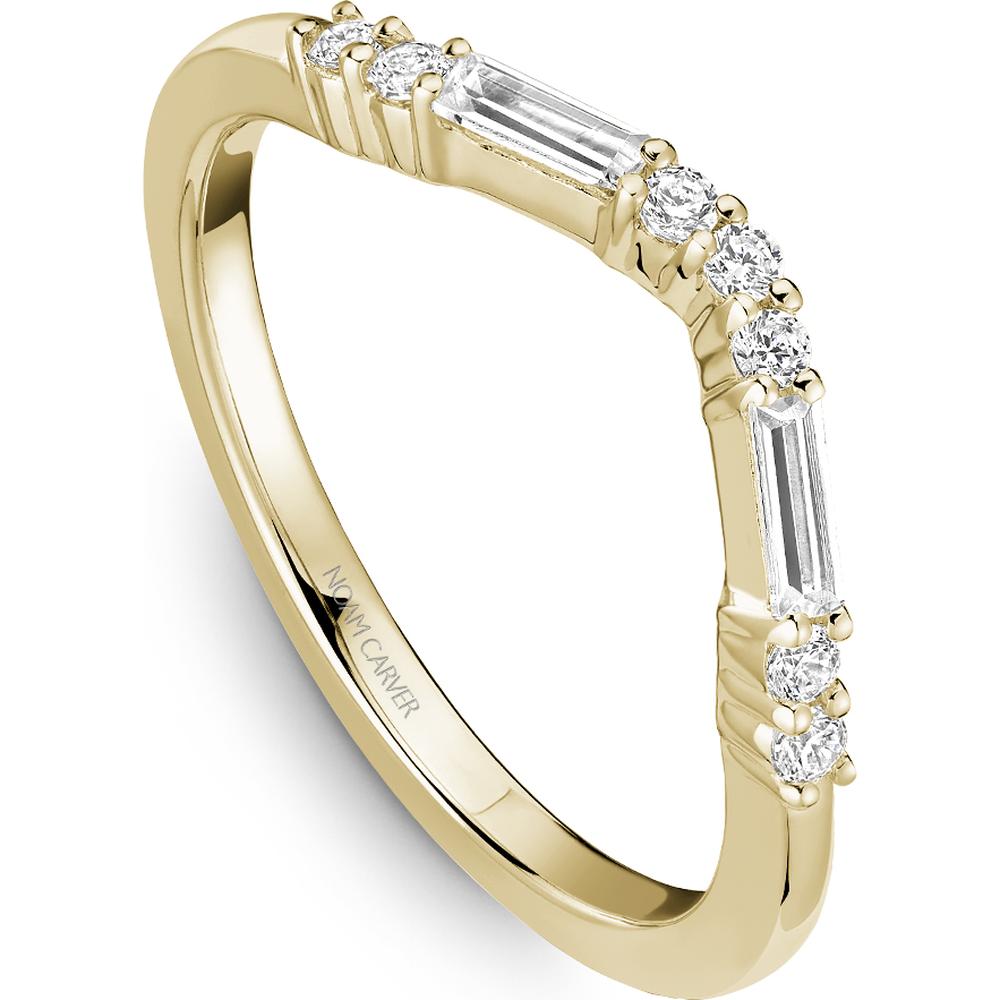 Noam Carver 14K Yellow Gold Stackable Wedding Band with Baguette and Round Diamonds - 0.2 Carat Total Diamond Weight