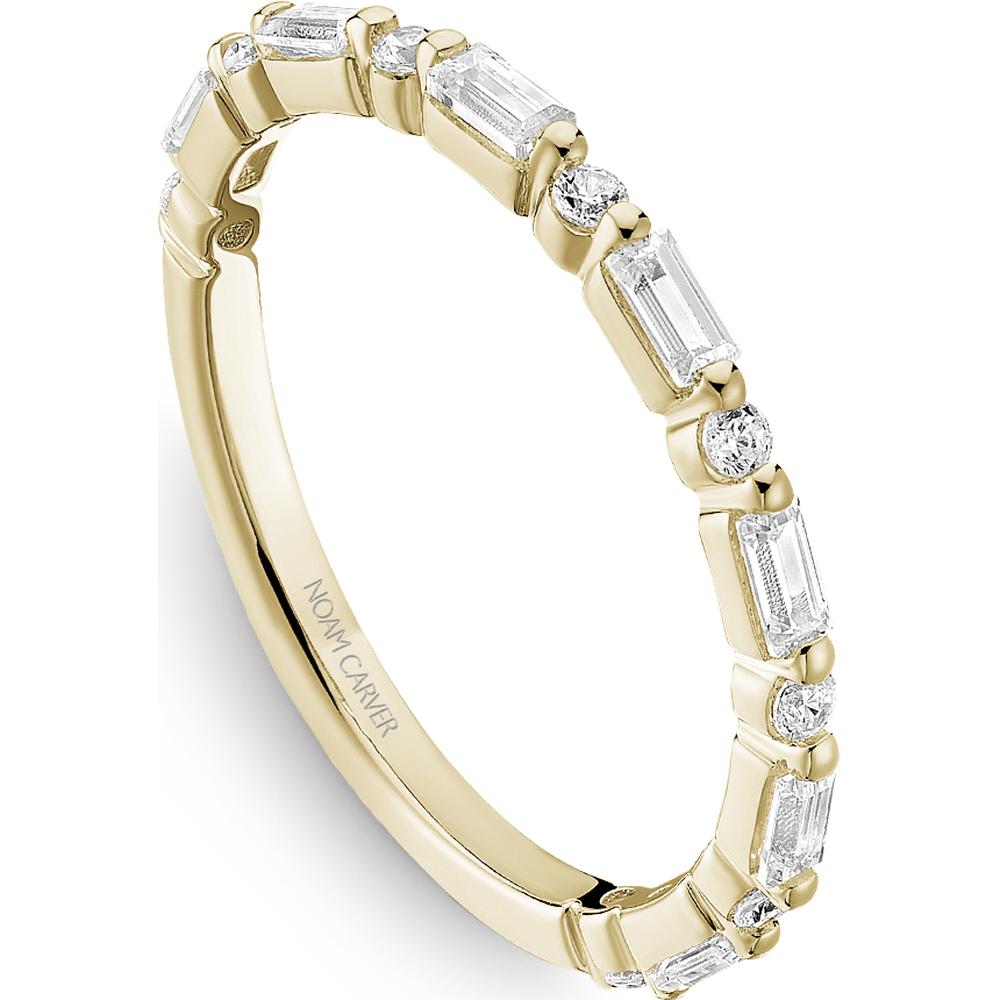 Noam Carver 14K Yellow Gold Stackable Wedding Band with Baguette and Round Diamonds - 0.46 Carat Total Diamond Weight