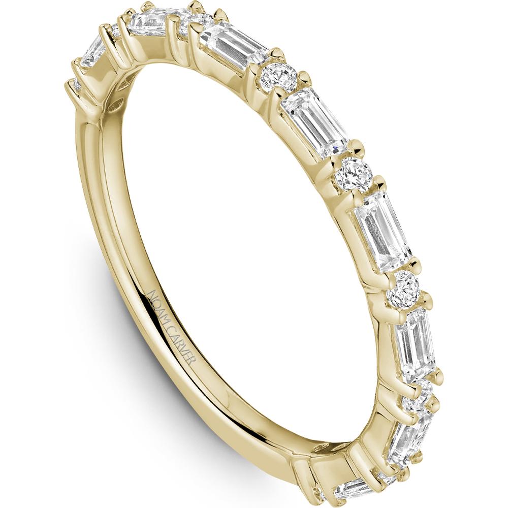 Noam Carver 14K Yellow Gold Stackable Wedding Band with Baguette and Round Diamonds - 0.53 Carat Total Diamond Weight
