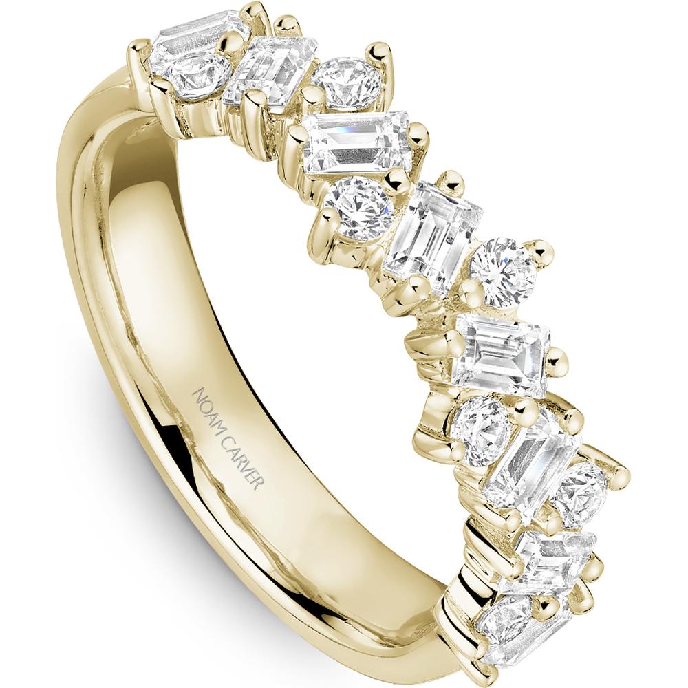 Noam Carver 14K Yellow Gold Stackable Wedding Band with Baguette and Round Diamonds - 0.96 Carat Total Diamond Weight