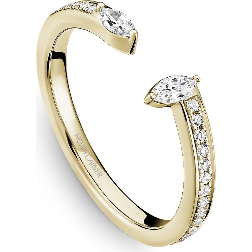 Noam Carver 14K Yellow Gold Stackable Wedding Band with Marquise and Round Cut Diamonds - 0.30 Carat Total Diamond Weight